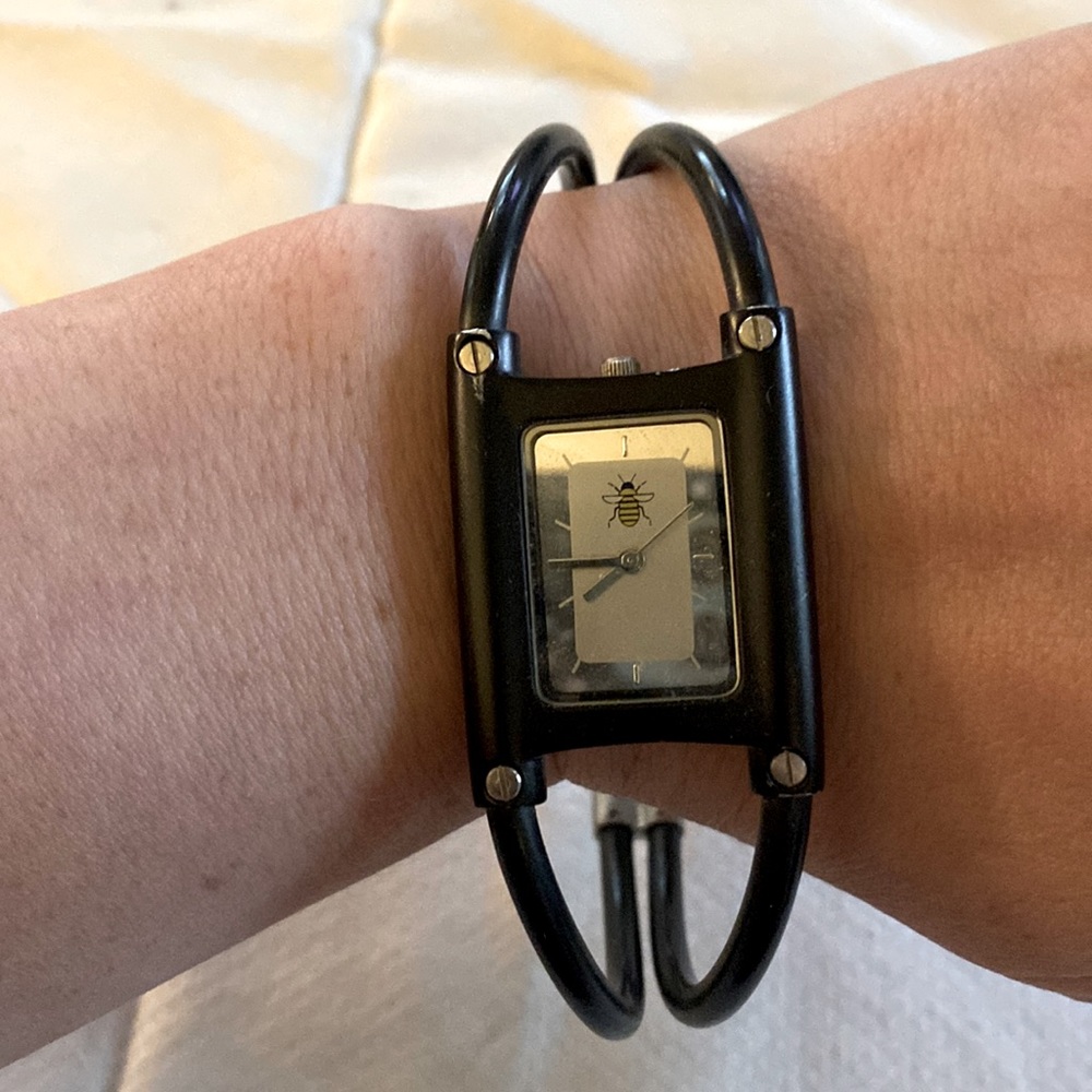 Black square-face watch